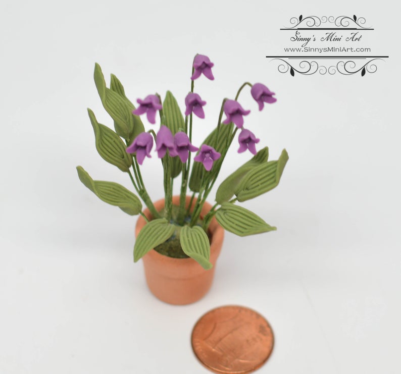 BO 1:12 Dollhouse Miniature Lavender Lily of the Valley in Pot  BD A182