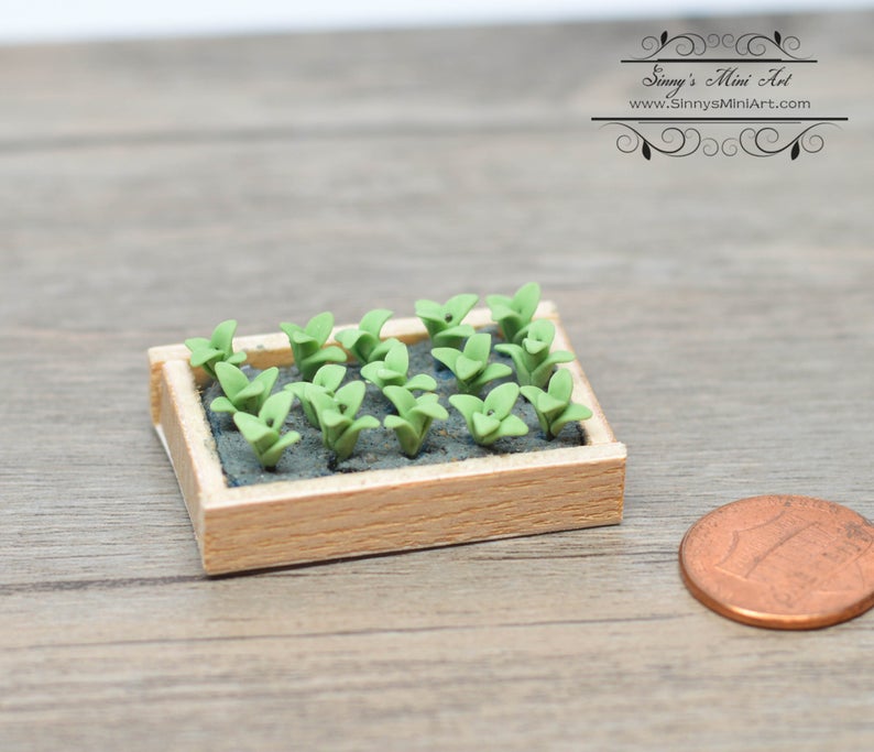 1:12 Dollhouse Miniature Seedlings in Flat / Miniature Garden BD A150