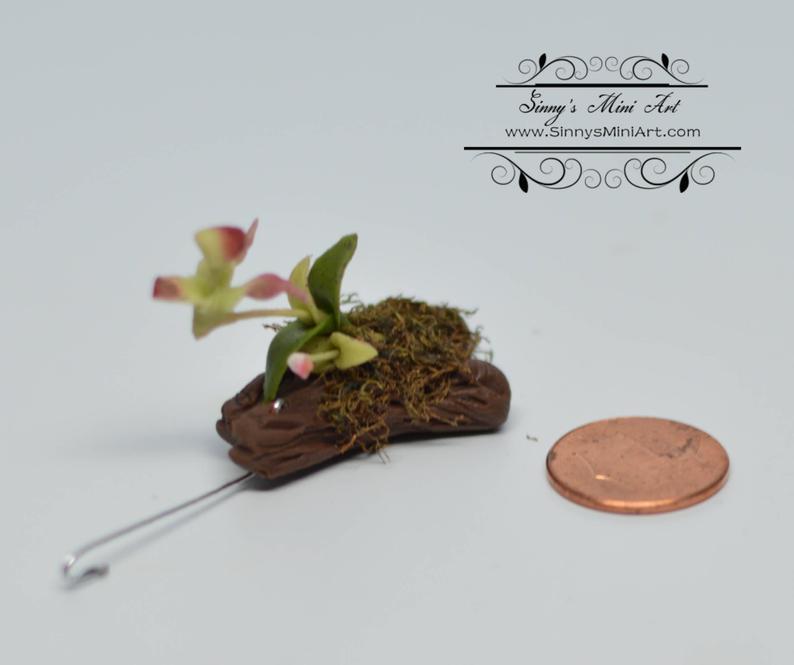 1:12 Dollhouse Miniature Lady Slipper Orchid-Deep Red/ Miniature Flower BD A058