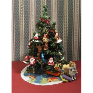 Dollhouse needlepoint Christmas tree mat – Snowy Village JGD 2151