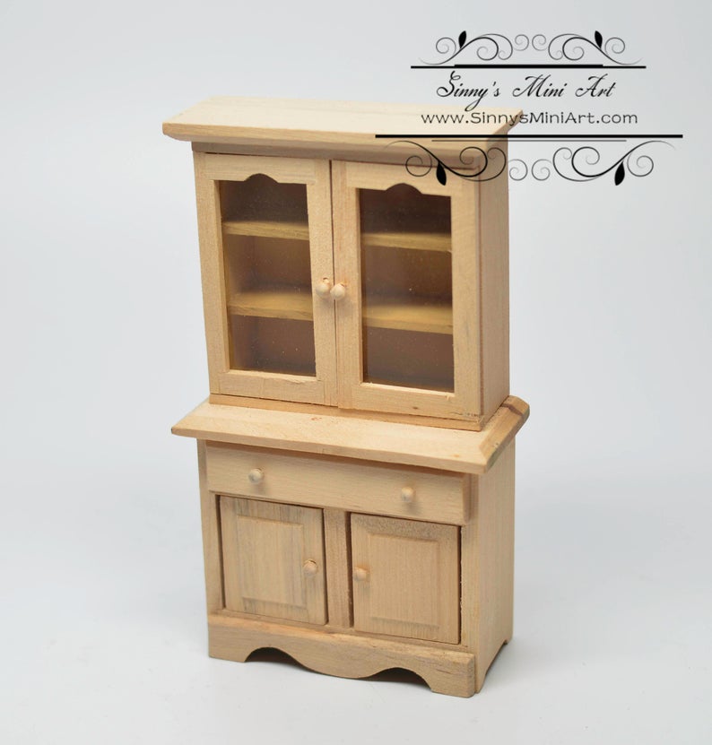 DIS 1:12 Dollhouse Miniature Unpainted Hutch/ Miniature Furniture AZ GW085