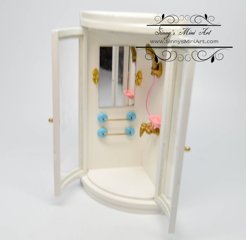 1:12 Dollhouse Miniature Shower Stall White/Miniature Bathroom AZ T5294