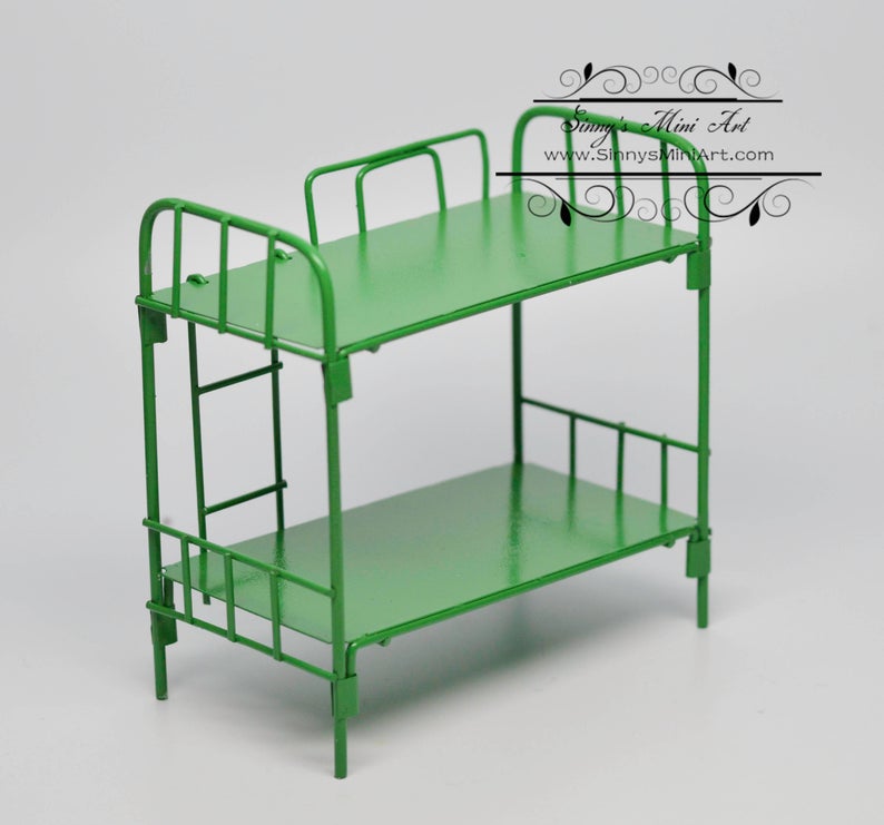 1:12 Dollhouse Miniature Bunk Beds/Green Miniature Beds/ E20-GREEN