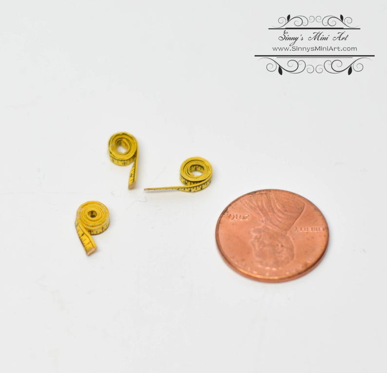 Three pieces 1:12 Dollhouse Miniature Tape Measure DI FS607