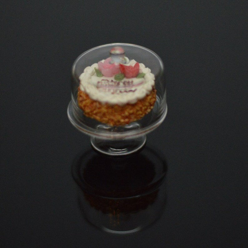 1:12 Miniature Glass Cake Plate with Cover BD HB202