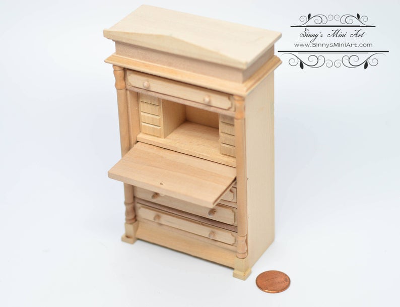 DIS 1:12 Dollhouse Miniature Unpainted Secretary Desk AZ GW120