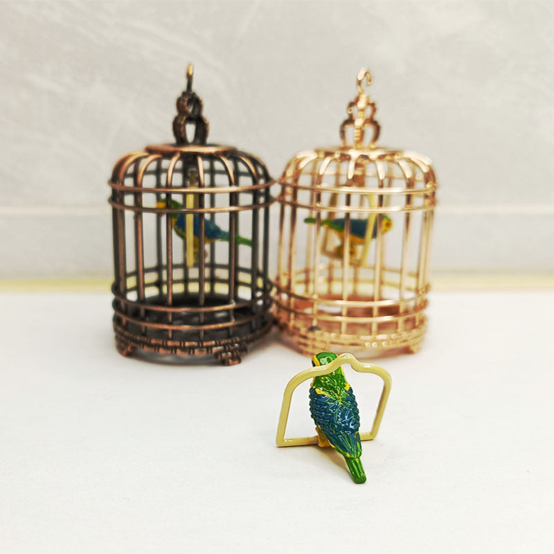 1:12 Dollhouse Miniature Round Bird Cage with Bird C142