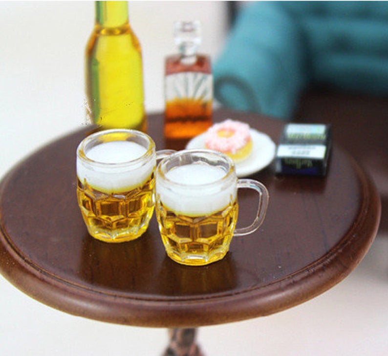 2 PC 1:12 Dollhouse Miniature Cup Beer D125