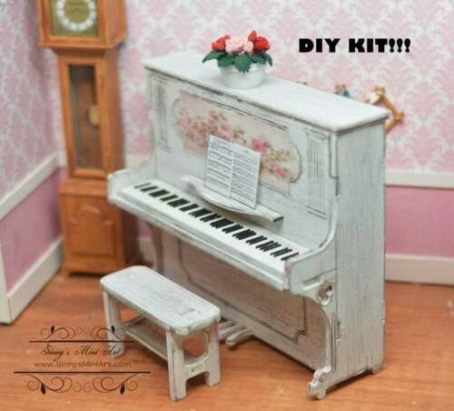 1:12 Dollhouse Miniature Piano and Bench Kit SMA F004