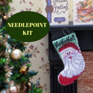 1:12 Dollhouse Needlepoint Christmas Stocking Kit – Ho Ho Ho JGD