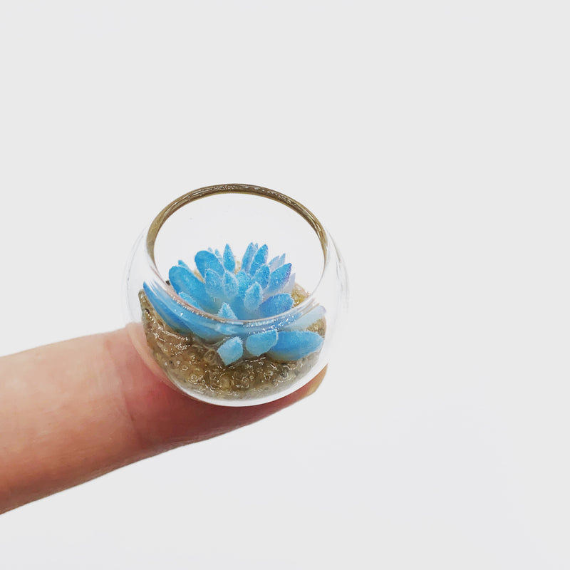 1:12 Dollhouse Miniature Succulents in Glass Planter B28