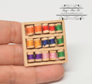 1:12 Dollhouse Miniature Sewing Thread Spools in Rack A150