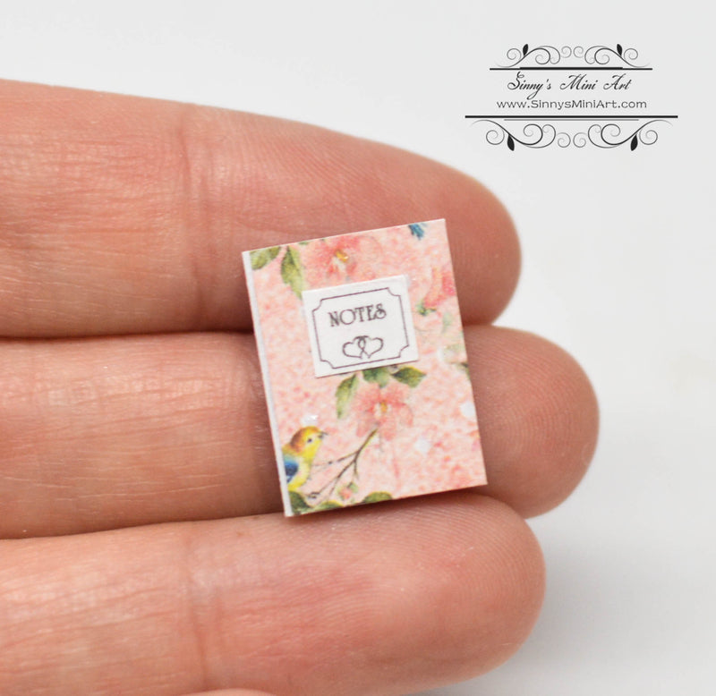 1:12 Dollhouse Miniature Notebook Baby Pink with Bird DMUK O52