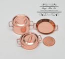 1:12 Dollhouse Miniature Copper Set of Pots and Pans with Lids AZ B0109