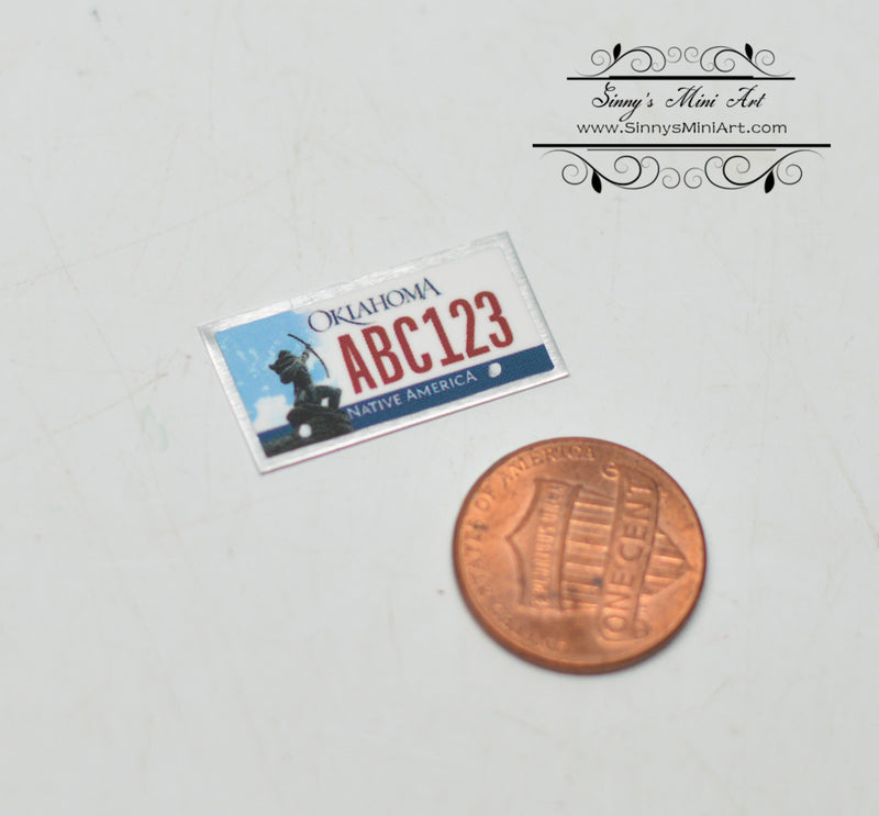 1:12 Dollhouse Miniature Oklahoma License Plate BD L136