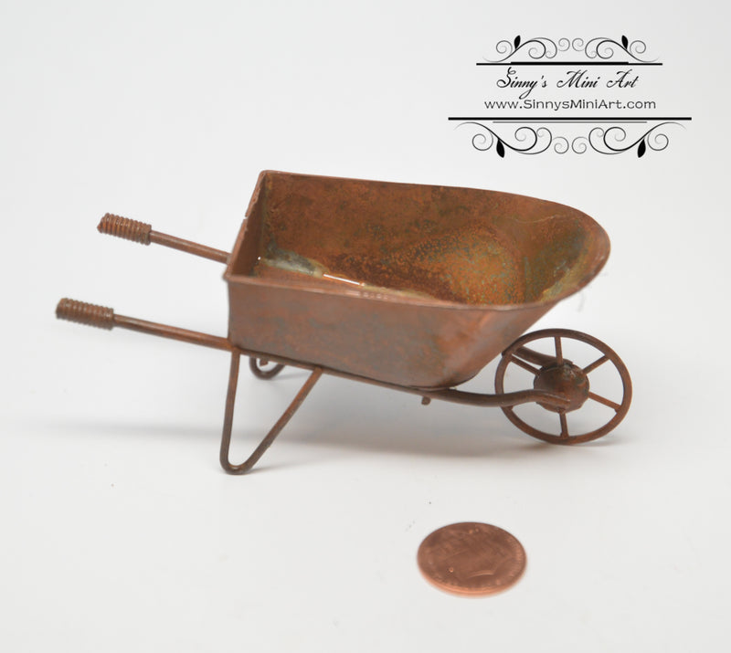 1:12 Dollhouse Miniature Rusted Wheelbarrow/ Miniature Gardening AZ EIWF627