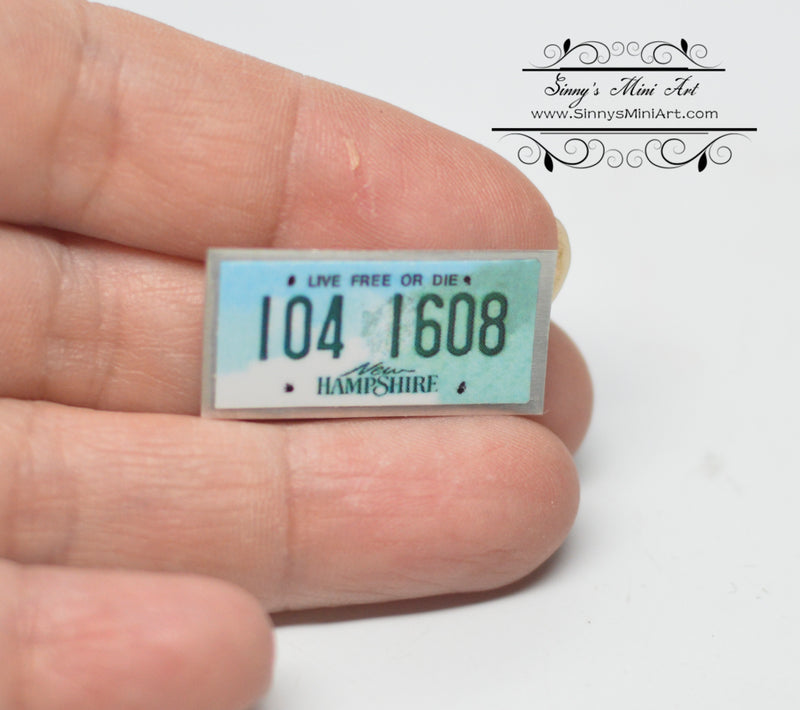 1:12 Dollhouse Miniature New Hampshire License Plate BD L130