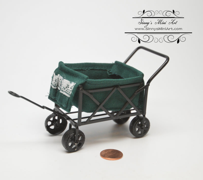 1:12 Dollhouse Miniature Black Wagon with Green Bag/ AZ EIWF608