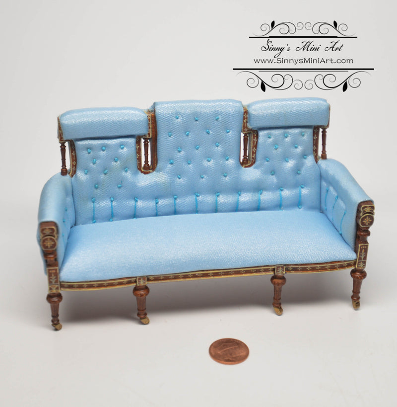 1:12 Dollhouse Miniature French Settee Blue Furniture AZ jj05042wnpb