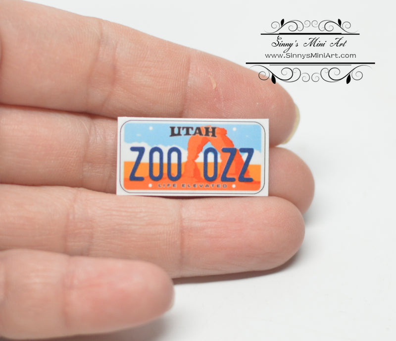 1:12 Dollhouse Miniature Utah License Plate BD L144