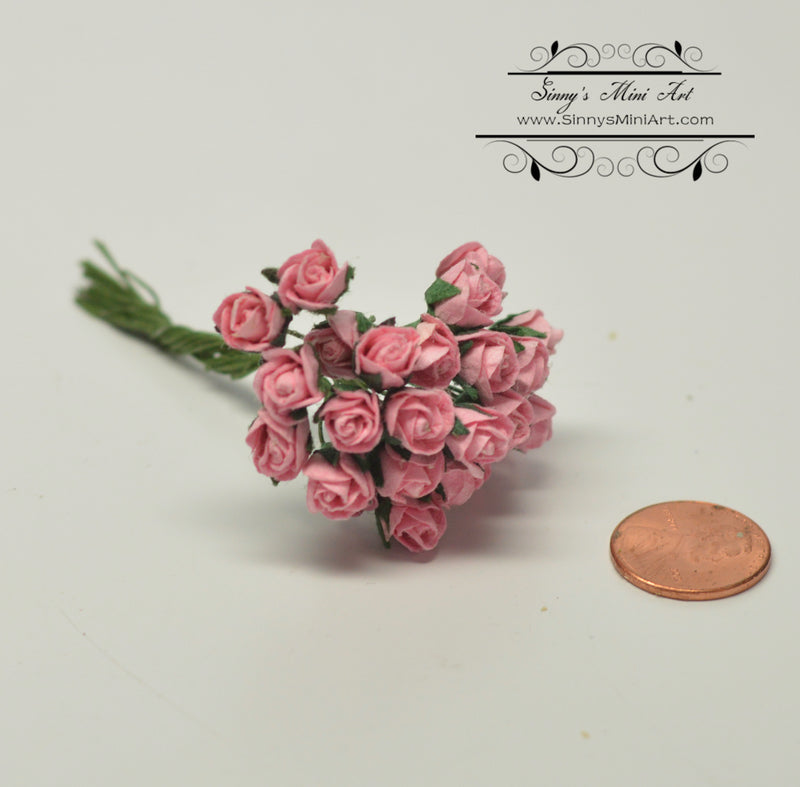 1:12 Dollhouse Miniature 8 mm 24 PC Rosebuds /Flowers DI 3