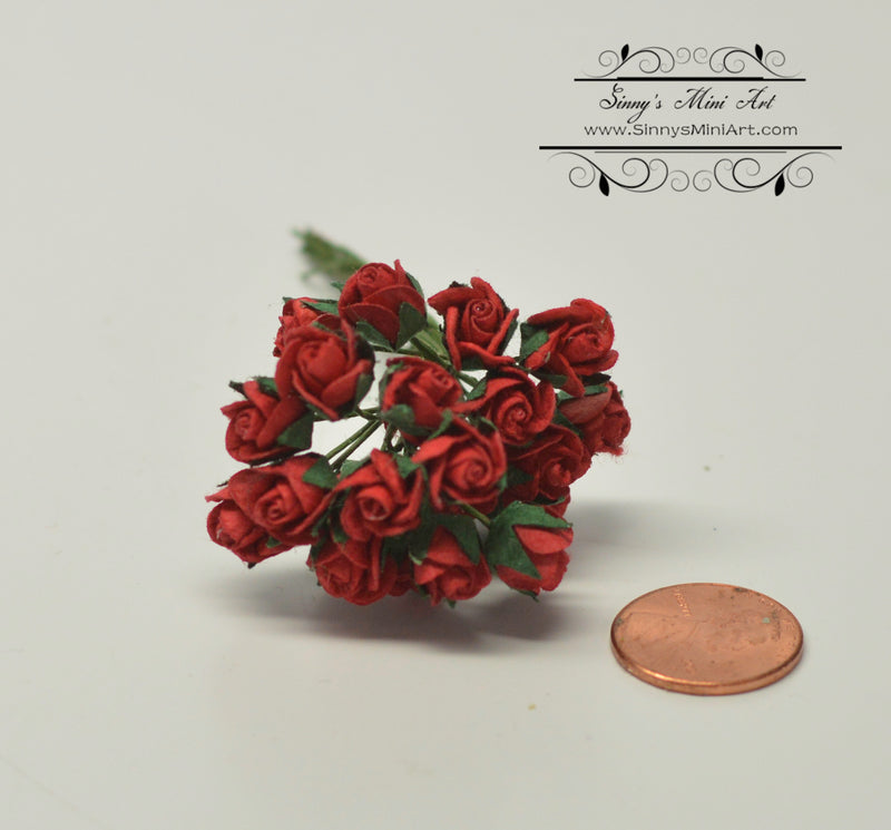 1:12 Dollhouse Miniature 8 mm 24 PC Rosebuds /Flowers DI 3