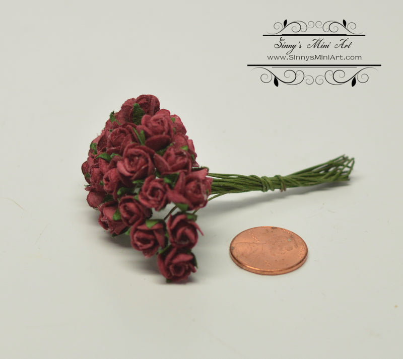 1:12 Dollhouse Miniature 8 mm 24 PC Rosebuds /Flowers DI 3