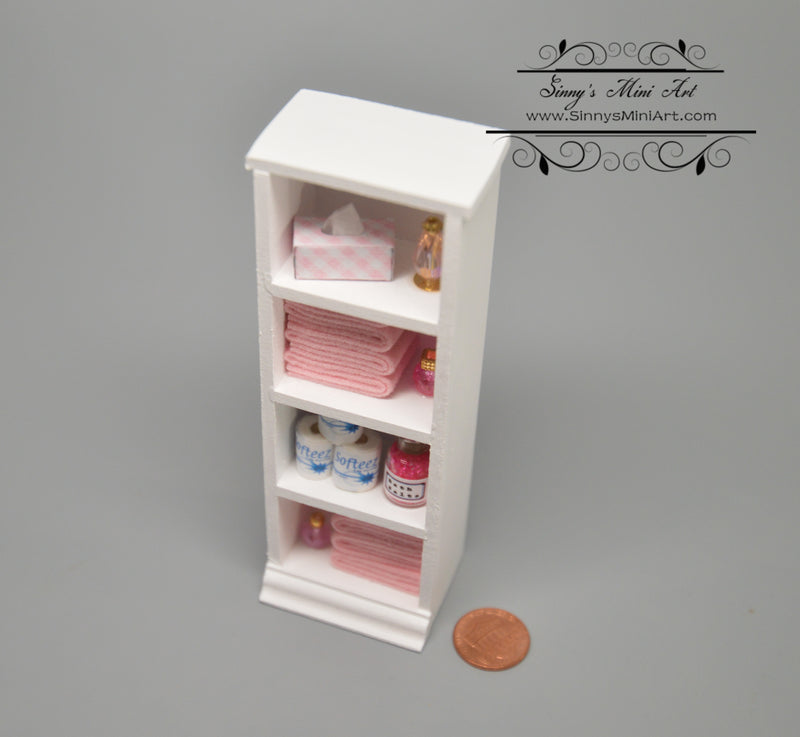 1:12 Dollhouse Miniature Narrow Bath Cabinet Pink/ Miniature Bathroom AZ SH0051