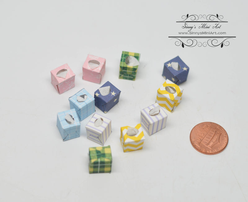 1:12 Dollhouse Miniature Boutique Tissue Boxes 12 pc/ Miniatures AZ SH0021
