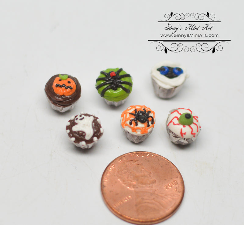 1:12 Dollhouse Miniature Halloween Cupcakes set of 6 BD K024