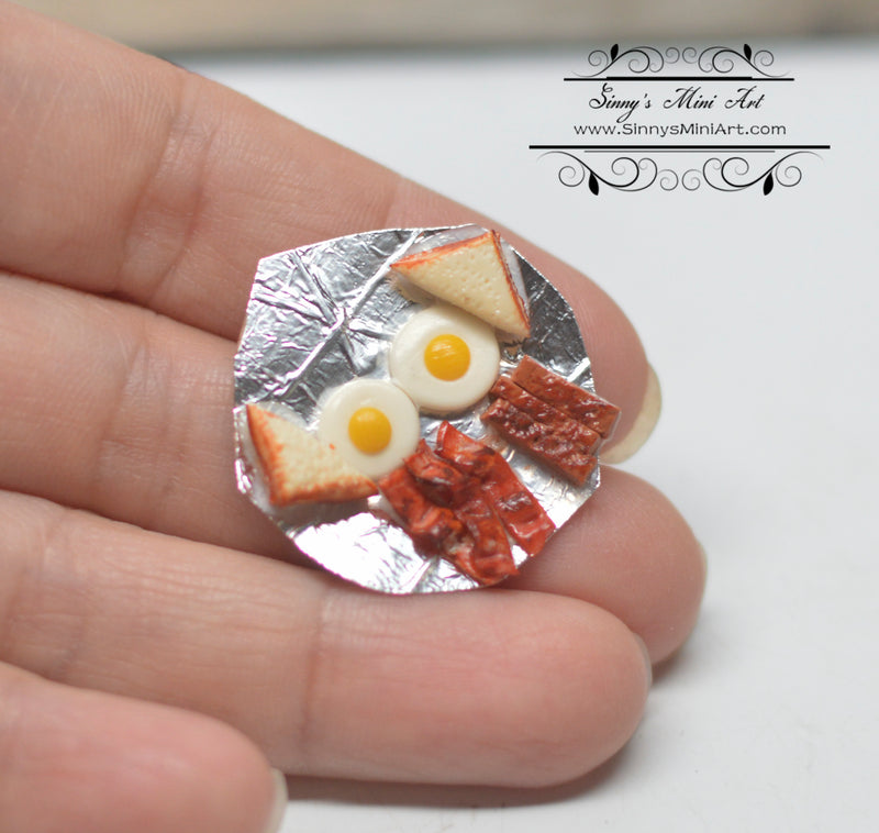 BO 1:12 Dollhouse Miniature Eggs, Bacon, Sausage, Toast Breakfast BD F3100