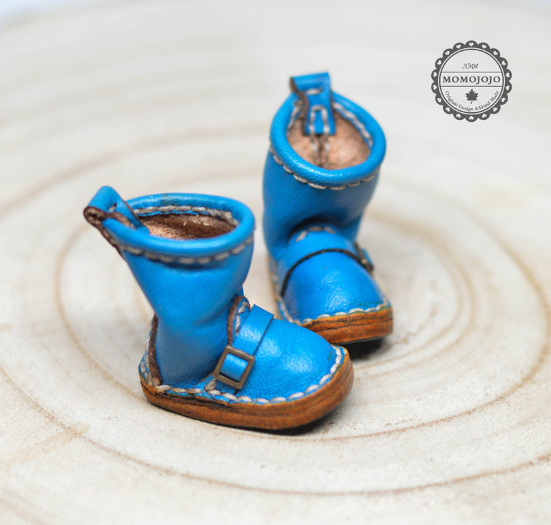 Hand Made Leather Boot (Blue) / Shoes for Blythe/ Azone/ Licca/Pullips