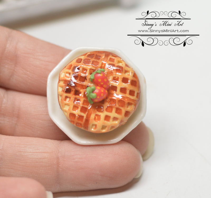 1:12 Dollhouse Miniature Plate of Waffles BD K2653