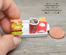 1:12 Dollhouse Miniature Hamburger Fries Soda Combo in Dish HMN 1574