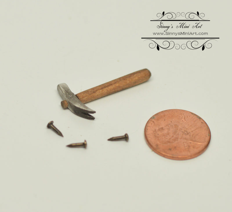 1:12 Dollhouse Miniature Hammer with Nails MWC 773