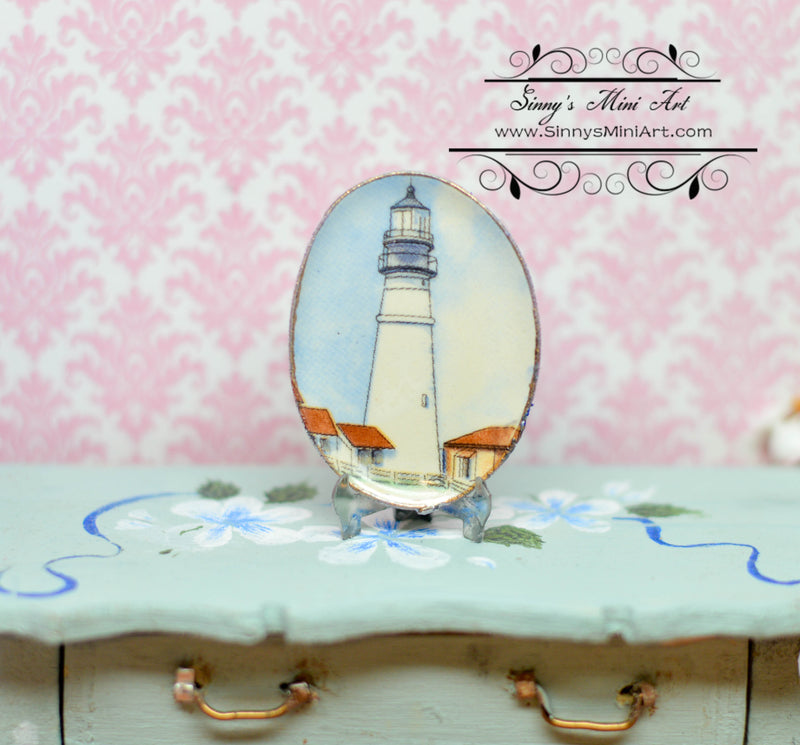 1:12 Dollhouse Miniature Decorative Lighthouse Plate / Oval Plate BB CDD647-1