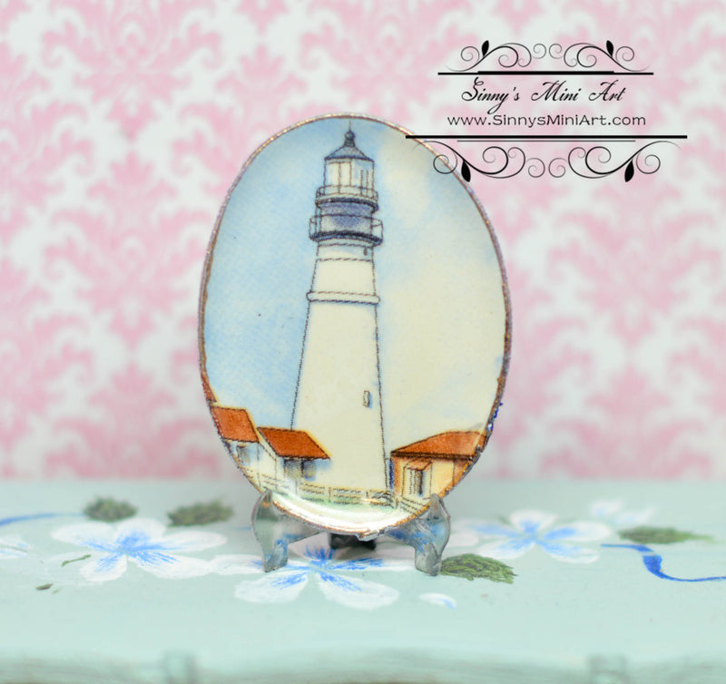 1:12 Dollhouse Miniature Decorative Lighthouse Plate / Oval Plate BB CDD647-1