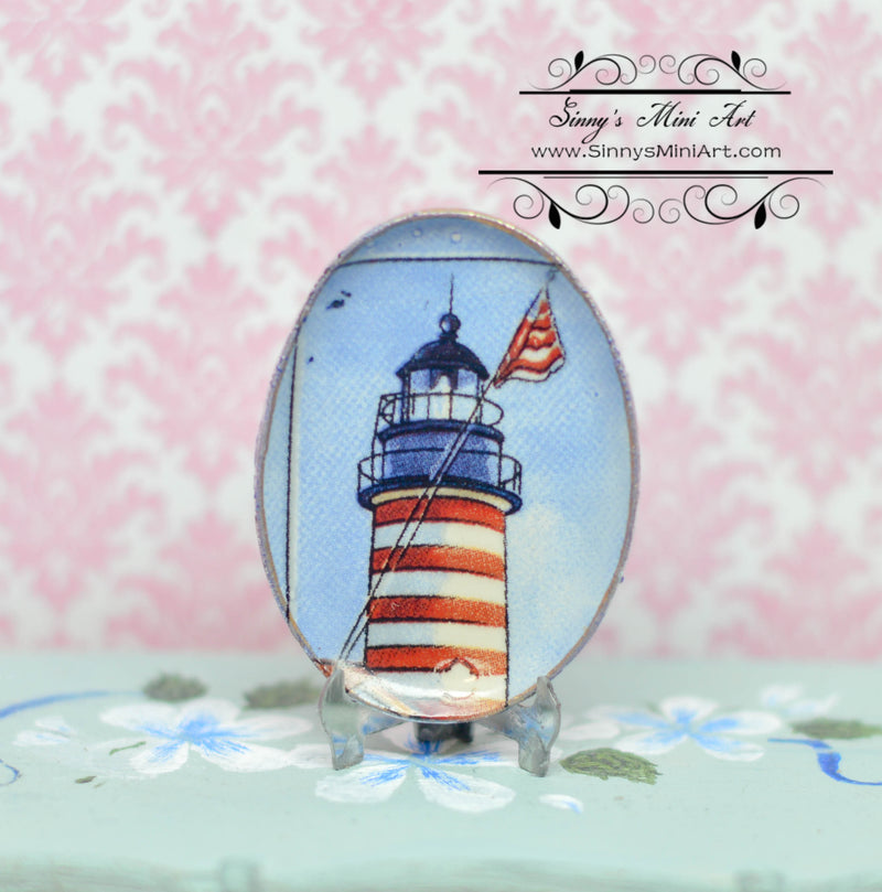 1:12 Dollhouse Miniature Decorative Lighthouse Plate / Oval Plate BB CDD647-2