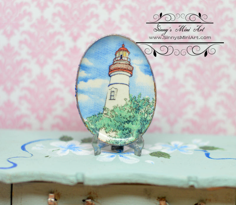 1:12 Dollhouse Miniature Decorative Lighthouse Plate / Oval Plate BB CDD647-3