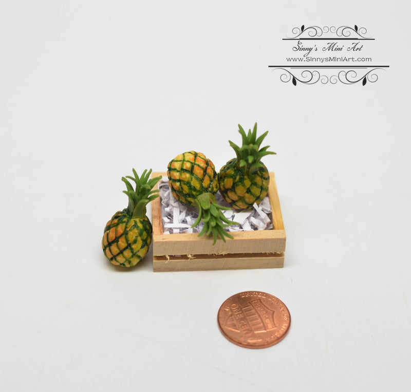 1:12 Dollhouse Miniature Pineapples in Box/ Miniature Pineapples/ Miniature Fruit HMN 1541