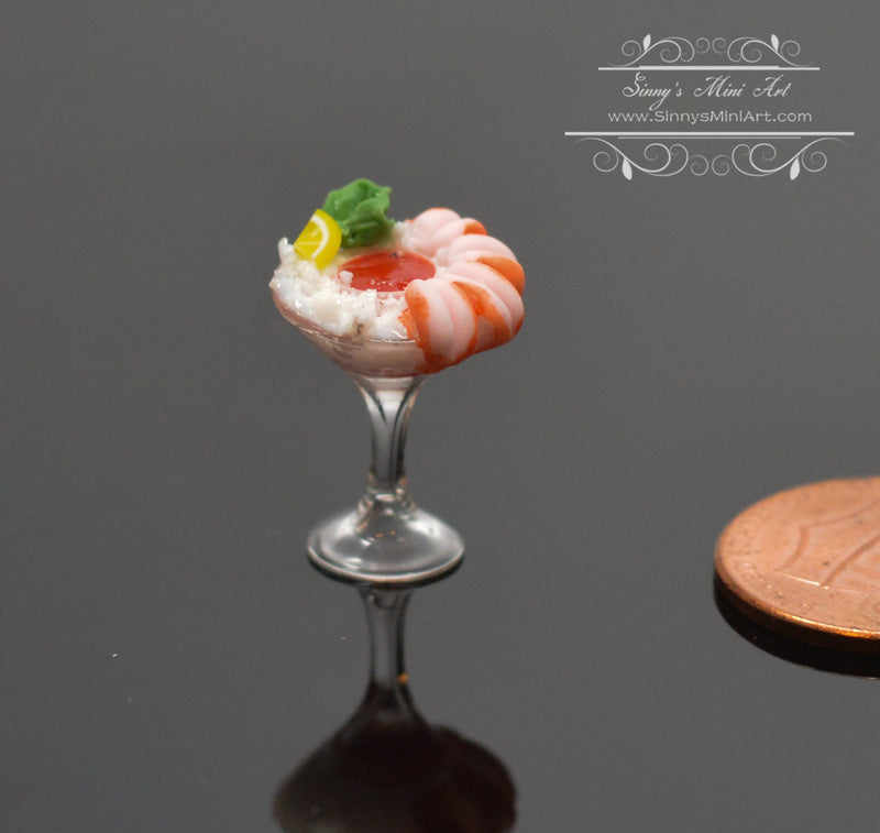 1:12 Dollhouse Miniature Shrimp Cocktail on Ice in Glass BD F018