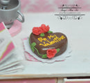 1:12 Dollhouse Miniatures Chocolate Red Rose Cake BD K1462