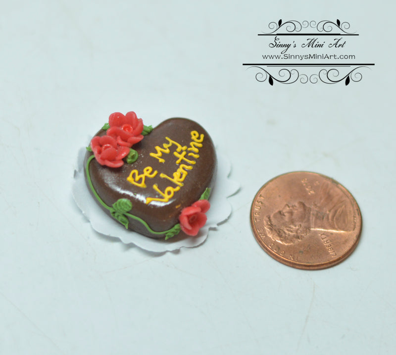 1:12 Dollhouse Miniatures Chocolate Red Rose Cake BD K1462