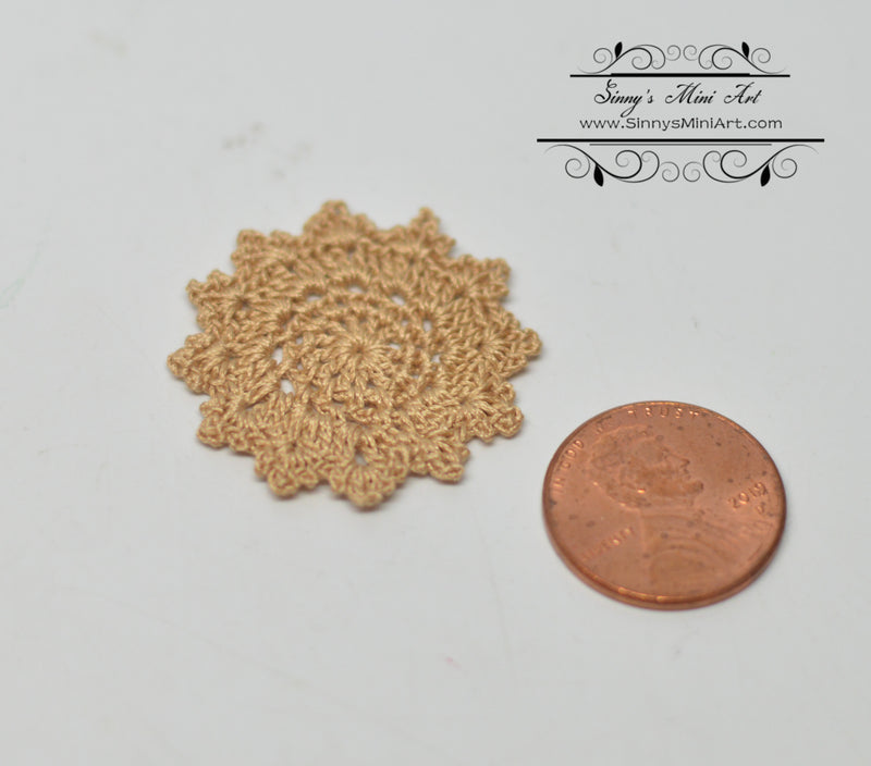 1:12 Dollhouse Miniature Hand Crocheted 1 inch Cream Fancy Doily BD D002