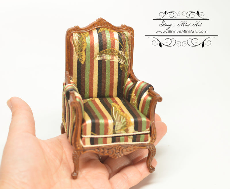 1:12 Dollhouse Miniature Victorian Armchair/Walnut AZ jj31033wn