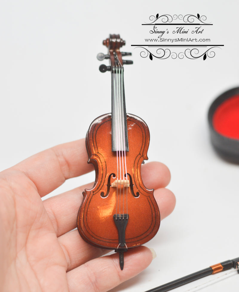1:24 Dollhouse Miniature Cello with Case/ Miniature Instrument E44