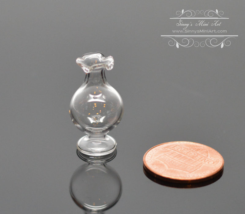 1:12 Dollhouse Miniature Glass Pedestal Fluted Vase BD HB434