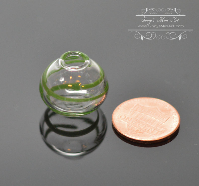 1:12 Dollhouse Miniature Green Swirled Glass Southwest Vase BD HB021
