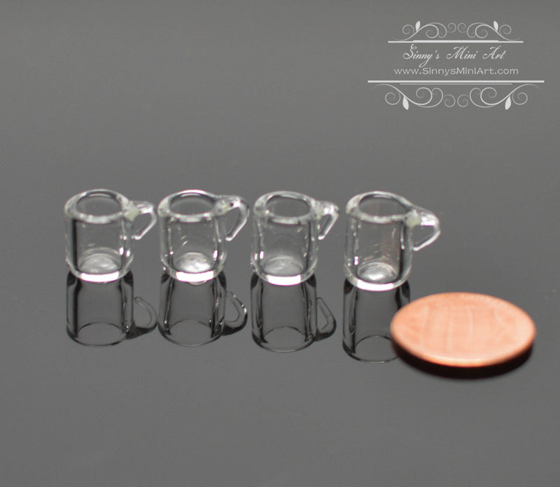 1:12 Dollhouse Miniature Glass Mug with Handle Set of 4 BD HB105