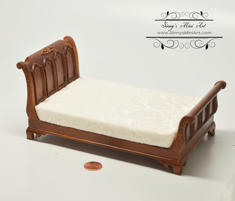 1:12 Dollhouse Miniature Empire Sleigh Bed/ Walnut AZ JJ00084WN